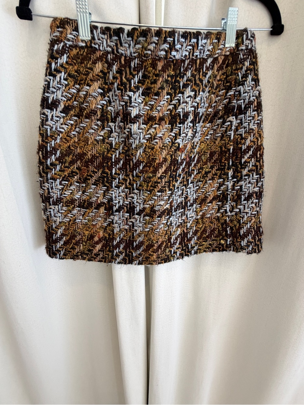 Balenciaga Brown & Cream Tweed Mini Skirt